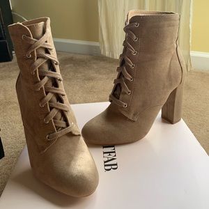 Tan lace up booties